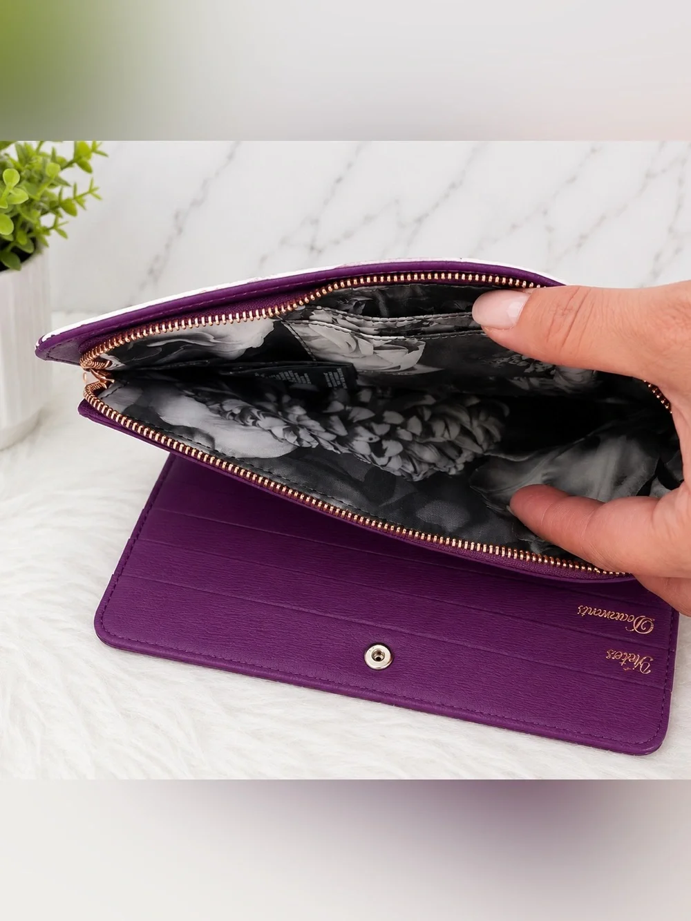 Ted Baker Leather Hanging Garden Continental Wallet Lavender & Purple BEAUTIFUL!